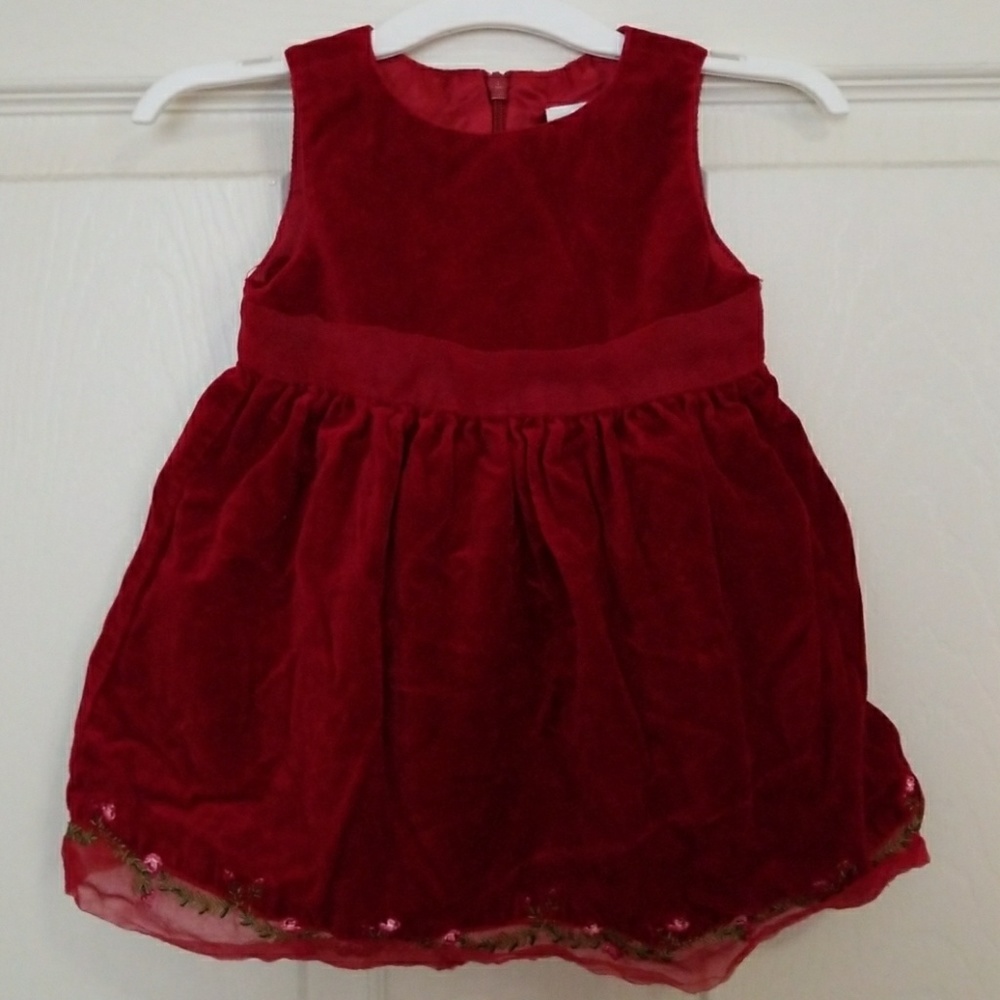 Baby girls velvet red dress size 3-6 months